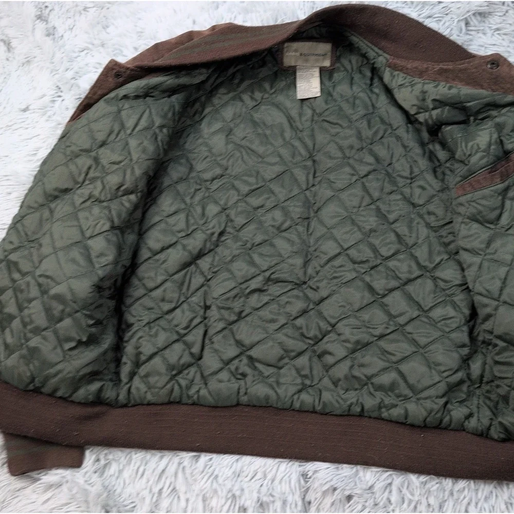 Basic Editions Jacket Mens S Brown Green Leather Suede Varsity Coat Pockets